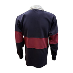 "GRASSMEN" LUX. Unisex Adults Panelled Rugby Top Navy/Burgundy