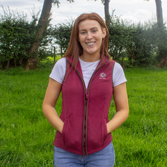 GRASSMEN Ladies Artisan Fleece Gilet -Burgundy/Navy