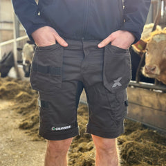 GRASSMEN Xpert Pro Stretch+ Holster Pocket Work Shorts Grey/Black