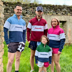 GRASSMEN Pink, White & Navy- Adults Unisex Cotton Quarter Zip