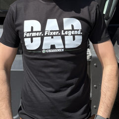 DAD - Farmer. Fixer. Legend. Novelty Adults Black T-Shirt