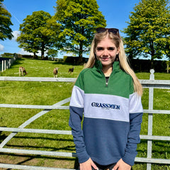 GRASSMEN Green, White & Navy- Adults Unisex Cotton Quarter Zip