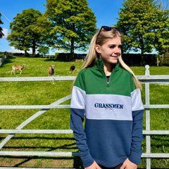 GRASSMEN Green, White & Navy- Adults Unisex Cotton Quarter Zip