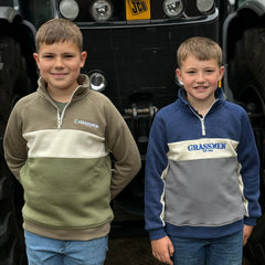 GRASSMEN Navy Heritage Kids Unisex Cotton 1/4 Zip