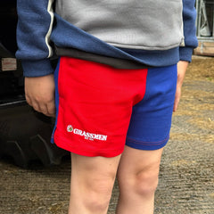 GRASSMEN Royal Blue & Red Kids Two-Toned Harlequin Shorts – New & Improved Fit