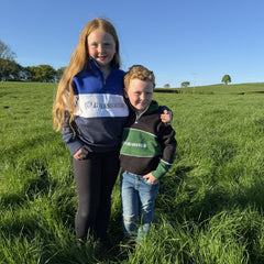 GRASSMEN Blue, White & Navy  - Kids Unisex Cotton Quarter Zip