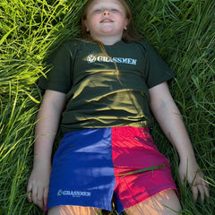 GRASSMEN Blue & Pink - Kids Unisex Harlequin Two Toned Shorts