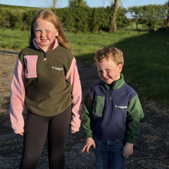 GRASSMEN Green/Pink Kids Sherpa Quarter Zip Fleece