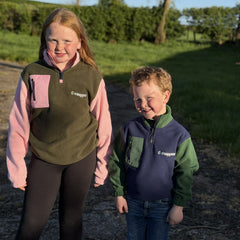 GRASSMEN Green/Pink Kids Sherpa Quarter Zip Fleece