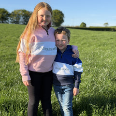 GRASSMEN Pink & White  - Kids Unisex Cotton Quarter Zip