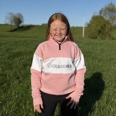 GRASSMEN Pink & White  - Kids Unisex Cotton Quarter Zip