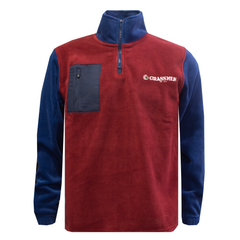 GRASSMEN Adults Sherpa 1/4 Zip Polar Sherpa Fleece Burgundy & Navy