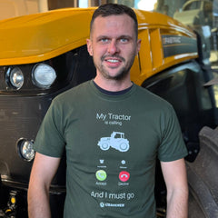 "My Tractor is calling and i must go" Novelty Adults Bottle Green T-Shirt