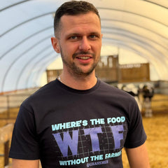 "WTF - Where's the Food without the Farmer" Novelty Adults Navy T-Shirt