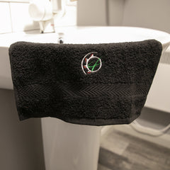 Black "GRASSMEN" facecloth with embroidered logo