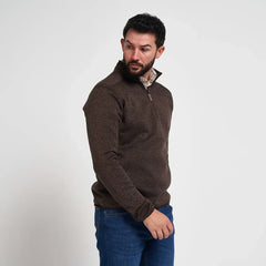 Jack Pyke Mens Melange Quarter Zip Fleece Brown