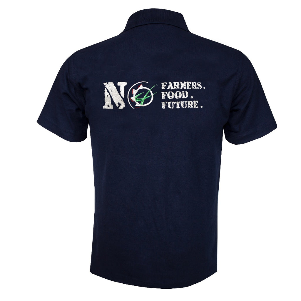 NO FARMERS. NO FOOD. NO FUTURE. Unisex Adults Navy Polo Shirt
