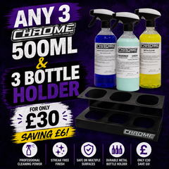 Any 3 CHROME 500ml Cleaners & 3 Bottle Holder Bundle