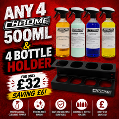 Any 4 CHROME 500ml Cleaners & 4 Bottle Holder Bundle