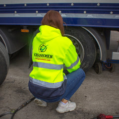 "GRASSMEN" Unisex Adults Hi-Vis Hoodie Yellow/Navy