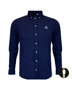Mens navy fitted shirt with small GRASSMEN embroidered logo